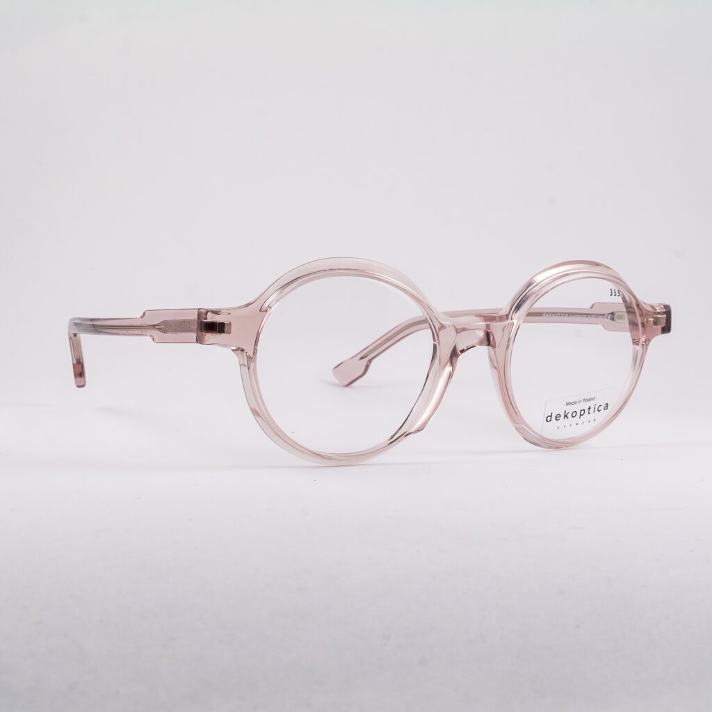 okulary damskie jasnoróżowe kółka / nowoczesne oprawki