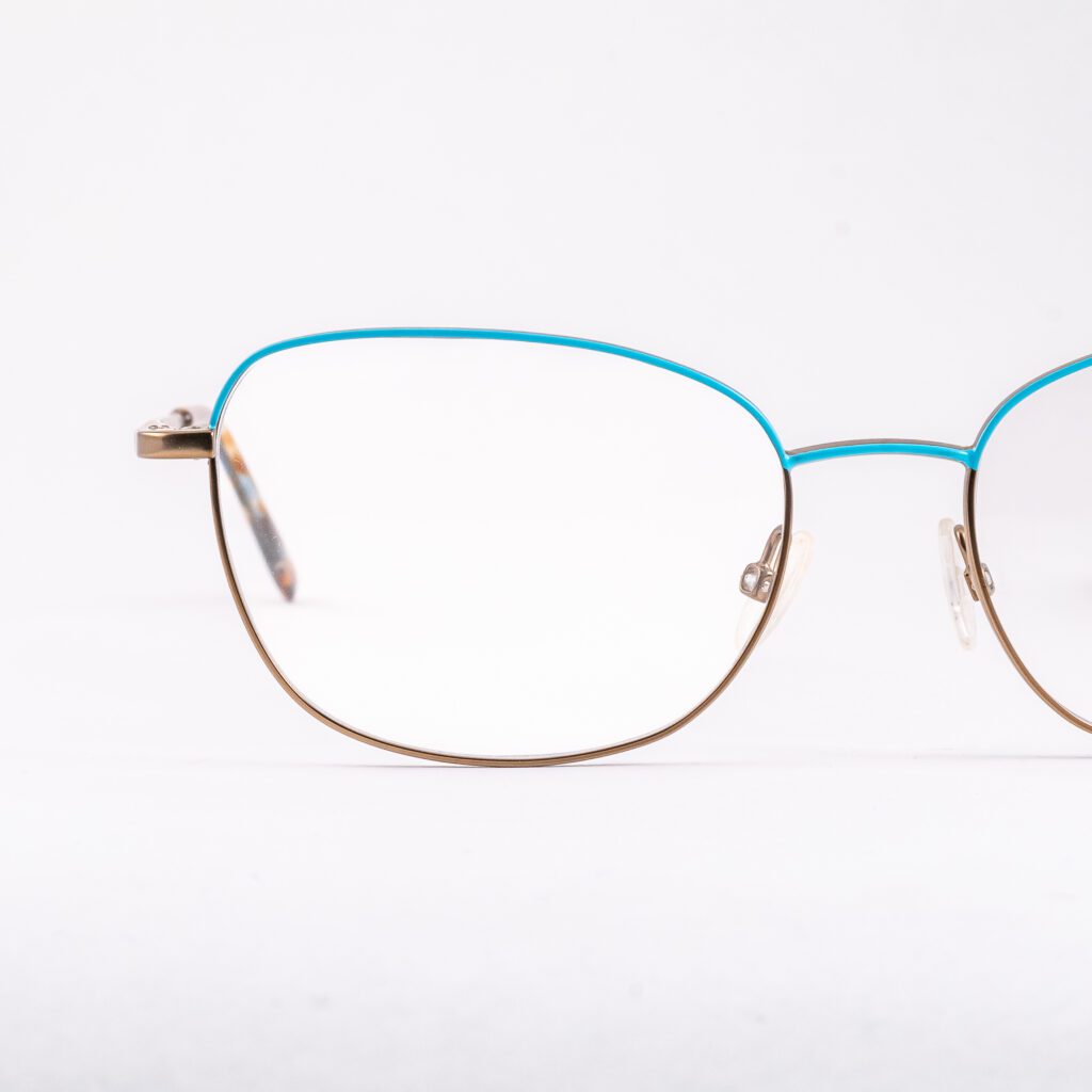 metalowe okulary damskie Indigo / turkusowe oprawki kocie oczy