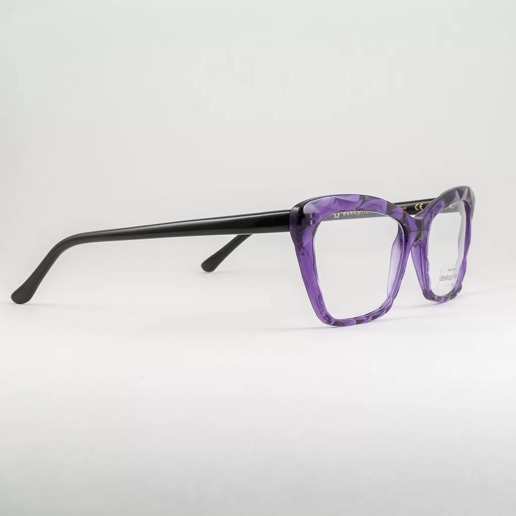 fioletowe okulary korekcyjne damskie kocie oczy Dekoptica