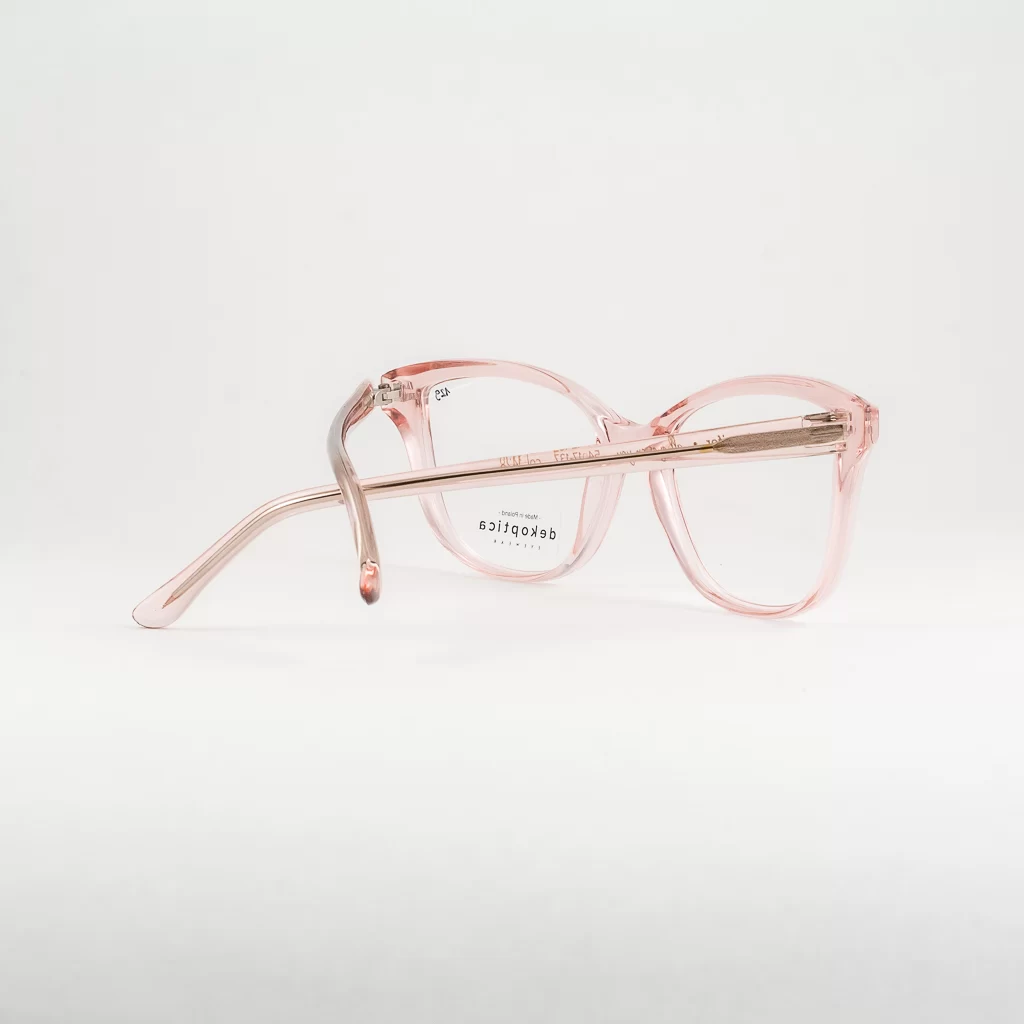 modne okulary damskie odmładzające kocie oczy jasne różowe transparentne