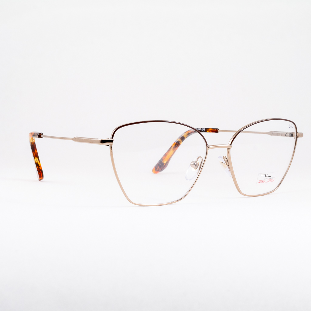 modne oprawki damskie kocie oczy metalowe Liw Lewant brązowe okulary