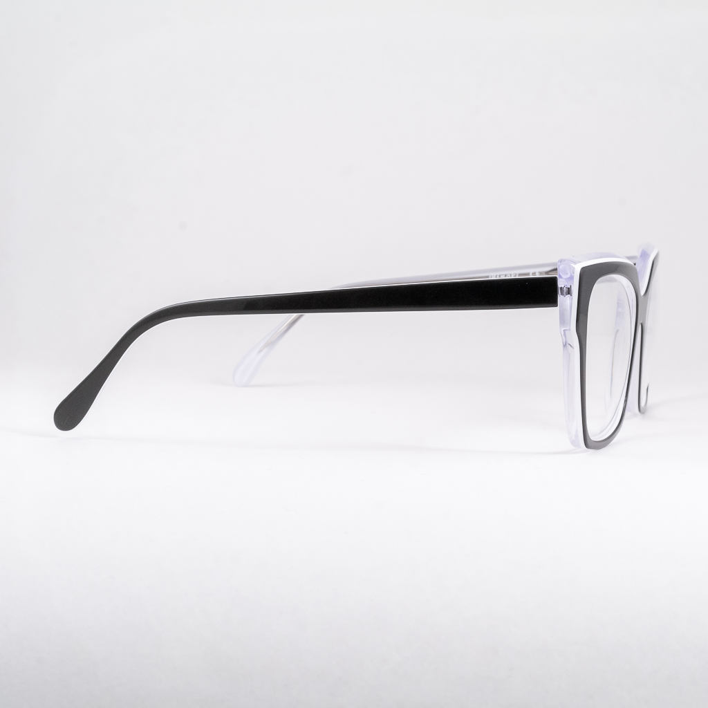 Modne oprawki damskie kocie oczy plastikowe binok czarne transparentne okulary