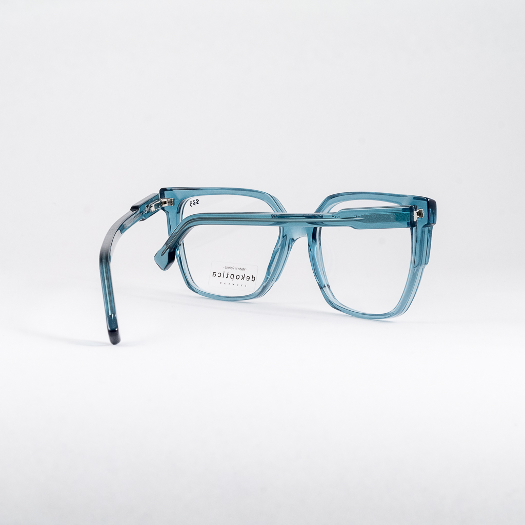 niebieskie okulary damskie Dekoptica kocie oczy błękitne modne oprawki